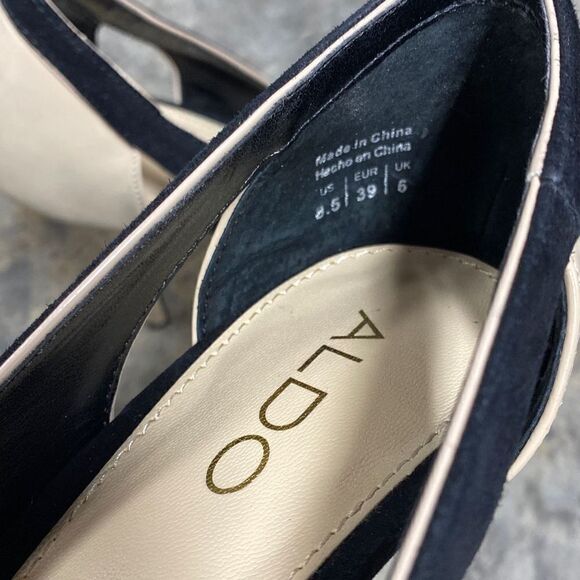 Aldo Nude & Black Suede Platform Stiletto Heel Size 8.5 - Picture 8 of 11